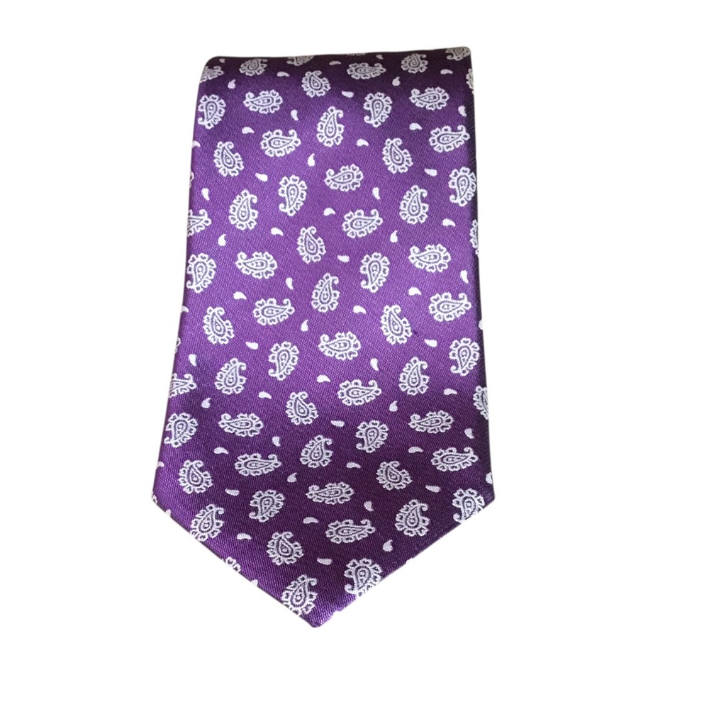 NEW David August Purple Paisley Silk Tie